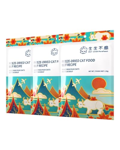 PET-EVER PureFeast Freeze-Dried Hilaw a Taraon Ti Pusa, 97% Taraon a Nagtaud iti Ayup para iti Pusa, Geboren a Protina a Treat & Topper (Beef Recipe - 2.1 Ounce) von PET-EVER PureFeast