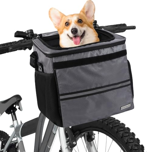 Hunde-Fahrradkorb, Haustier-Fahrradträger, Hundeautositz mit Sicherheitsseil, verstellbarer Schultergurt, tragbar, atmungsaktiv, Fahrradkorbtasche für Hunde und Katzen bis zu 6,8 kg Hunde-Fahrradkorb, Haustier-Fahrradträger, Hundeautositz mit Sicherheitsseil, verstellbarer Schultergurt, tragbar, atmungsaktiv, Fahrradkorbtasche für Hunde und Katzen bis zu 6,8 kg von PET FULED