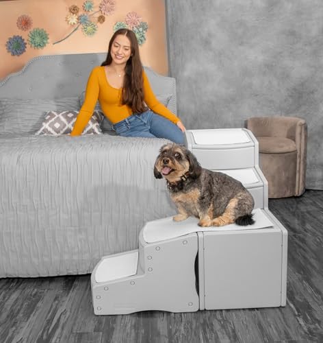 Pet Gear Easy Step Bett Treppe für Katzen/Hunde, passt Sich an beide Seiten des Bettes an, abnehmbare, waschbare Teppichstufen, Staufach, für Haustiere bis zu 34 kg, Nebel Pet Gear Easy Step Bett Treppe für Katzen/Hunde, passt Sich an beide Seiten des Bettes an, abnehmbare, waschbare Teppichstufen, Staufach, für Haustiere bis zu 34 kg, Nebel von PET GEAR INC