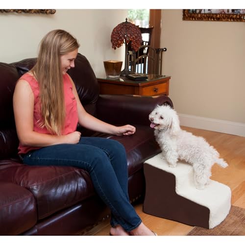 Pet Gear Easy Step II Haustiertreppe, 2 Stufen, für Katzen/Hunde bis zu 34 kg, tragbar, abnehmbar, waschbar, Teppichmatte, kein Werkzeug erforderlich, Espresso/Creme von PET GEAR INC