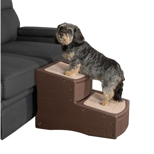 Pet Gear Easy Step II Haustiertreppe, 2 Stufen, für Katzen/Hunde bis zu 68 kg, tragbar, abnehmbar, waschbar, Teppichmatte, kein Werkzeug erforderlich, Espresso von PET GEAR INC