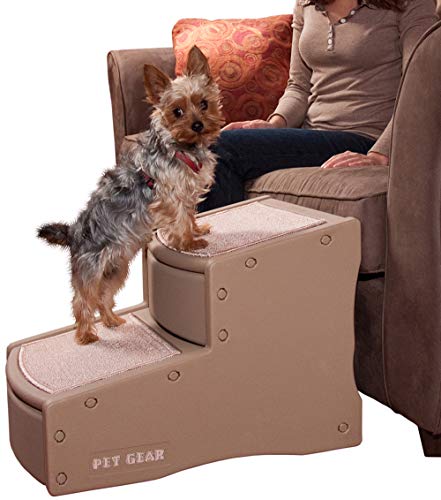 Pet Gear Easy Step II Haustiertreppe, 2 Stufen, für Katzen/Hunde bis zu 68 kg, tragbar, abnehmbar, waschbar, Teppichmatte, kein Werkzeug erforderlich, Kamel von PET GEAR INC