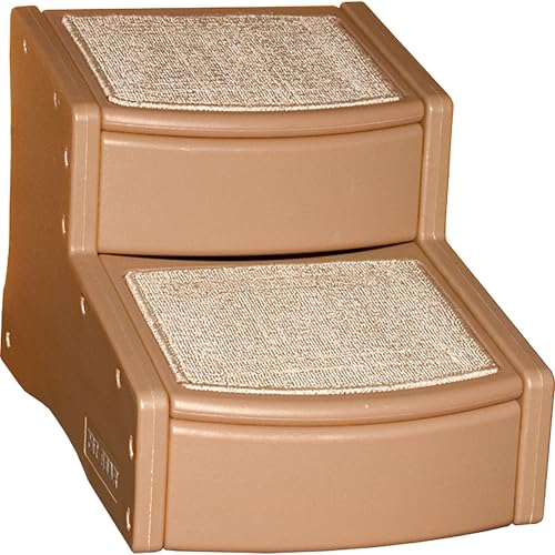 Pet Gear Easy Step II Haustiertreppe, 2 Stufen, für Katzen/Hunde bis zu 68 kg, tragbar, abnehmbar, waschbar, Teppichmatte, kein Werkzeug erforderlich, Toffee von PET GEAR INC