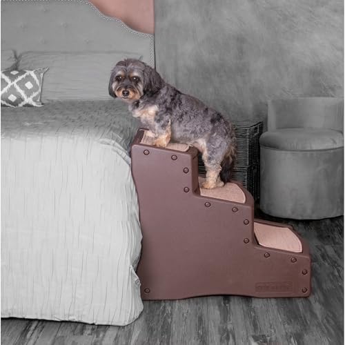 Pet Gear Easy Step III Haustiertreppe, 3 Stufen, für Katzen/Hunde, abnehmbare, waschbare Teppichstufen, für Haustiere bis zu 68 kg, kein Werkzeug erforderlich, Espresso von PET GEAR INC