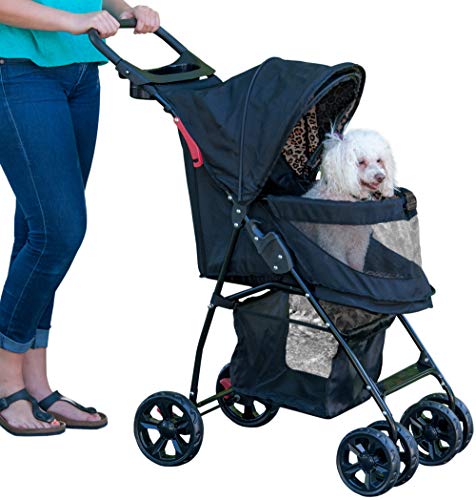 Pet Gear Happy Trails Kinderwagen für Katzen/Hunde, leicht faltbar mit herausnehmbarem Innenfutter, Aufbewahrungskorb von Pet Gear