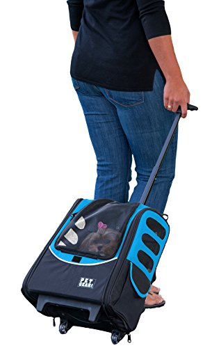Pet Gear I-GO2 Escort Roller Rucksack, Reisetasche, Autositz für Katzen/Hunde, Netzbelüftung, inklusive Haltegurt, Teleskopgriff, Aufbewahrungstasche, Himmelblau von PET GEAR INC