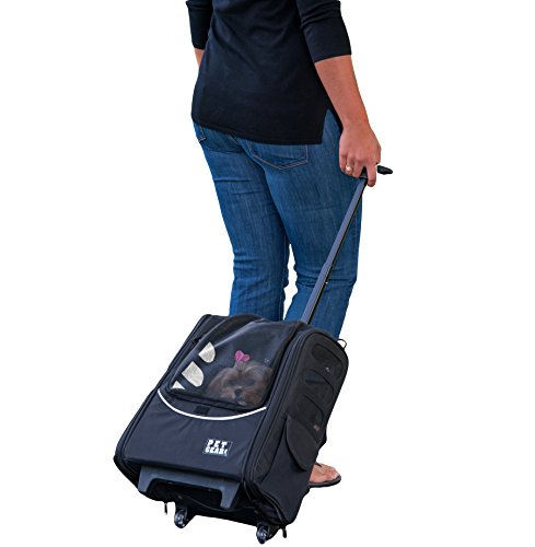 Pet Gear I-GO2 Escort Roller Rucksack, Reisetasche, Autositz für Katzen/Hunde, Netzbelüftung, inklusive Haltegurt, Teleskopgriff, Aufbewahrungstasche, Onyx von PET GEAR INC