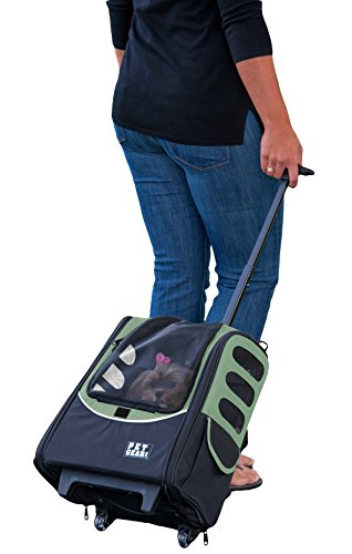 Pet Gear I-GO2 Escort Roller Rucksack, Reisetasche, Autositz für Katzen/Hunde, Netzbelüftung, inklusive Haltegurt, Teleskopgriff, Aufbewahrungstasche, Weide von PET GEAR INC