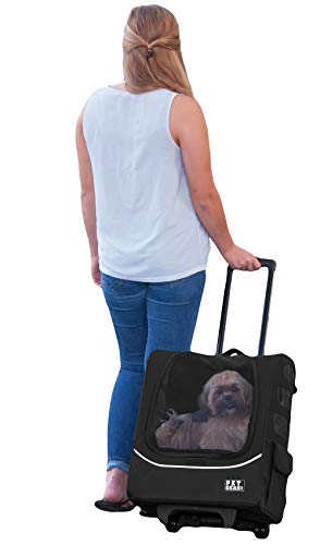 Pet Gear I-GO2 Pus Traveler Roller-Rucksack, Reisetasche, Autositz für Katzen/Hunde, Netz-Belüftung, inklusive Haltegurt, Teleskopgriff, Aufbewahrungstasche, Onyx von PET GEAR INC