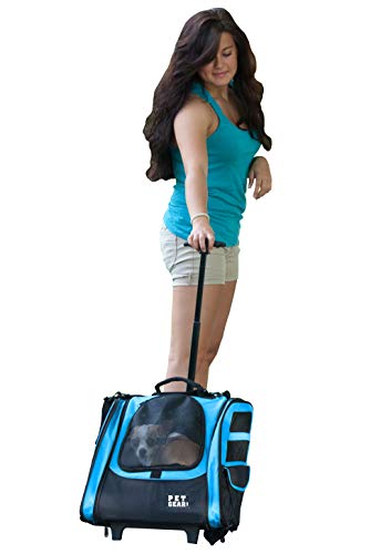 Pet Gear I-GO2 Traveler Roller Rucksack, Reisetasche, Autositz für Katzen/Hunde, Netz-Belüftung, inklusive Haltegurt, Teleskopgriff, Aufbewahrungstasche, Himmelblau von PET GEAR INC