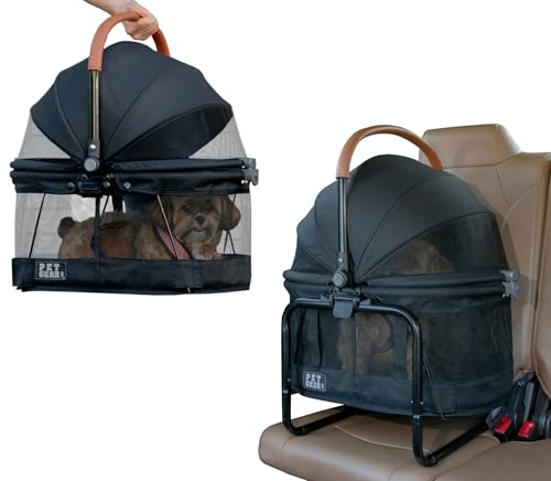 Pet Gear No-Zip View 360 Haustier-Transportbox & Autositz mit Sitzerhöhung für kleine Hunde & Katzen, Netzbelüftung, Druckknopfeingang, kein Werkzeug erforderlich, Onyx von PET GEAR INC