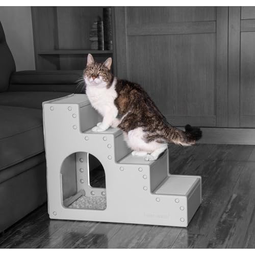 Pet Gear Pet Step IV Haustiertreppe für kleine Hunde und Katzen bis zu 22,7 kg, leicht, einfache Montage (kein Werkzeug erforderlich) – erhältlich in 2 Modellen, Nebel von PET GEAR INC