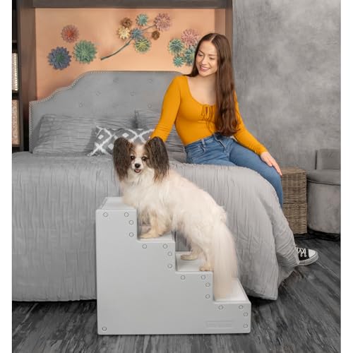 Pet Gear Pet Step IV Haustiertreppe für kleine Hunde und Katzen bis zu 22,7 kg, leicht, einfache Montage (kein Werkzeug erforderlich) – erhältlich in 2 Modellen, Nebel von PET GEAR INC