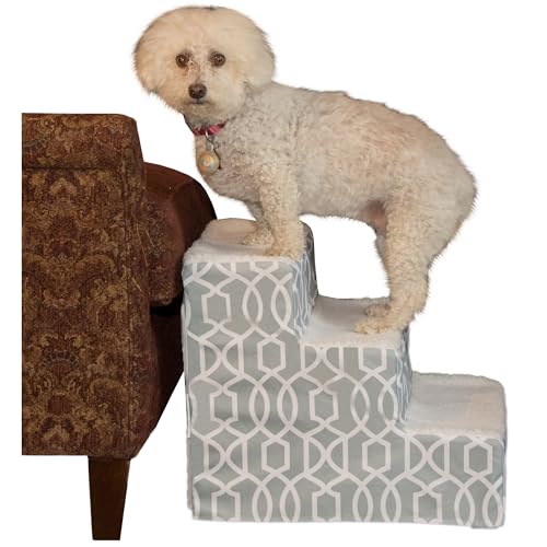 Pet Gear Soft Step III Haustiertreppe, 3-stufig, für Haustiere bis zu 22,7 kg, Rankgitterdruck, Nebel von PET GEAR INC