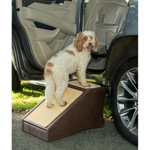 Pet Gear Stramp Treppen- und Rampenkombination für Hunde/Katzen, einfacher Schritt, leicht/tragbar, stabil, einfache Montage (kein Werkzeug erforderlich), 1 Modell, Espresso von PET GEAR INC