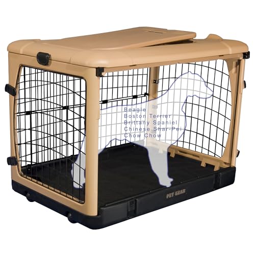 Pet Gear The Other Door 4 Türige Stahlkiste für Hunde Katzen mit Tür im Garage-Stil inklusive Plüschbett + Reisetasche, kein Werkzeug erforderlich, Beige Pet Gear The Other Door 4 Türige Stahlkiste für Hunde Katzen mit Tür im Garage-Stil inklusive Plüschbett + Reisetasche, kein Werkzeug erforderlich, Beige von PET GEAR INC