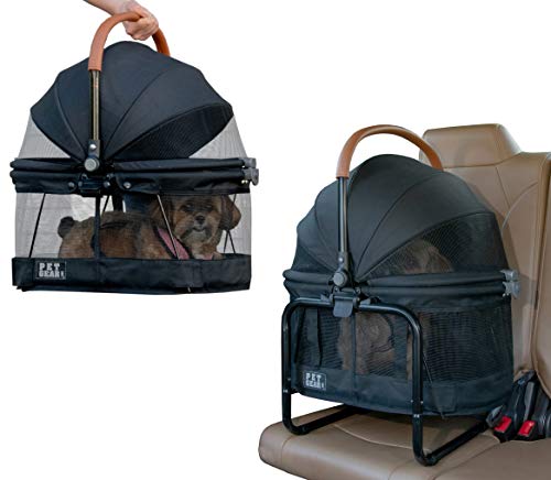 Pet Gear View 360 Tiertransporter & Autositz mit Boostersitzgestell für kleine Hunde & Katzen, Netzbelüftung, Druckknopfbedienung, kein Werkzeug erforderlich von Pet Gear