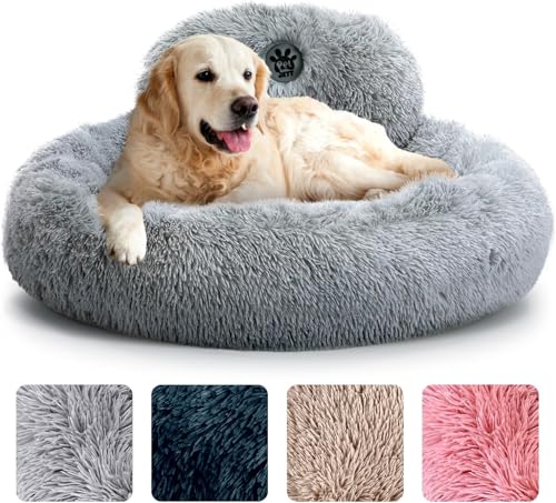 PetJett Beruhigendes Hundebett, groß, 91,4 cm, rundes Bett, rutschfest und waschbar, superweiches Donut-Bett, flauschiges Kunstfell, Anti-Angst, Premium-Komfort-Haustierbett, passend für Hunde bis zu PetJett Beruhigendes Hundebett, groß, 91,4 cm, rundes Bett, rutschfest und waschbar, superweiches Donut-Bett, flauschiges Kunstfell, Anti-Angst, Premium-Komfort-Haustierbett, passend für Hunde bis zu von PET JETT
