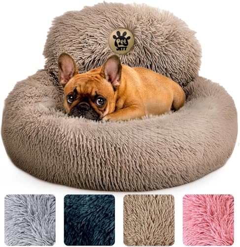 PetJett Beruhigendes Hundebett für kleine Hunde, 58,4 cm, Donut-Hundebetten, rutschfest und waschbar, flauschiges Plüsch-Kunstfell, Haustierbett, Anti-Angst, Premium-Komfort, rundes Welpenbett PetJett Beruhigendes Hundebett für kleine Hunde, 58,4 cm, Donut-Hundebetten, rutschfest und waschbar, flauschiges Plüsch-Kunstfell, Haustierbett, Anti-Angst, Premium-Komfort, rundes Welpenbett von PET JETT