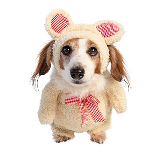 Pet Krewe Kleiner Teddybär-Hundekostüm – passend für kleine, mittelgroße, große und extra große Haustiere – perfekt für Halloween, Weihnachten, Urlaub, Fotoshootings, Geschenke für Hundeliebhaber von PET KREWE UNLEASH THE PARADE