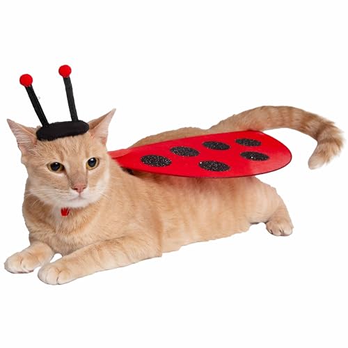 Pet Krewe Marienkäfer Kostüm für Katzen Hunde - Verstellbare rote Flügel mit Stirnband Antennen - Halloween Cosplay Dress Up - Leichtes & Bequemes Haustier Outfit (Kleine bis Große Haustiere) von PET KREWE UNLEASH THE PARADE