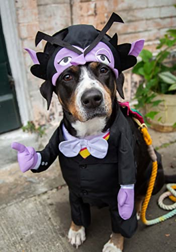 Pet Krewe The Count Vampir Hundekostüm | Sesamstraße Dracula Monster Haustier Kostüme für Hunde und Katzen | S, M, L und XL von PET KREWE UNLEASH THE PARADE