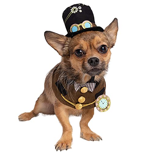 Steampunk Kleines Hundekostüm Hut und Halsband Set - Perfekt für Halloween, Weihnachtsferien, Partys, Fotoshootings, Geschenke für Hundeliebhaber von PET KREWE UNLEASH THE PARADE