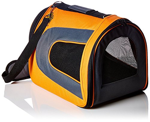 PET MAGASIN OrangeCarrier001 Transportbox für Haustiere, weich, TSA-geprüft, tragbar, für Katzen, kleine Hunde und Welpen (groß, orange), Größe L (45,7 x 27,9 x 25,4 cm) von Pet Magasin