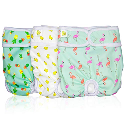Pet Magasin Waschbare Hundewindeln (3-er Packung) - robuste & Wiederverwendbare Wickelwindeln (Trending, S) von Pet Magasin
