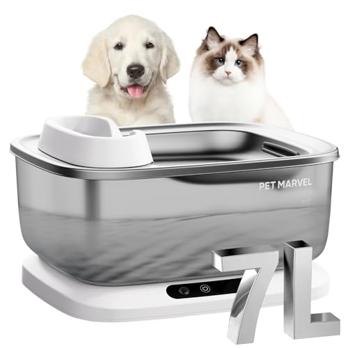 PET MARVEL Kabelloser Sensing-Hunde-Wasserbrunnen für große Hunde, 7 l, großer automatischer Haustier-Wasserspender für mehrere Katzen, Edelstahl gefilterter Trinknapf, kabellose Pumpe F2 V2 PET MARVEL Kabelloser Sensing-Hunde-Wasserbrunnen für große Hunde, 7 l, großer automatischer Haustier-Wasserspender für mehrere Katzen, Edelstahl gefilterter Trinknapf, kabellose Pumpe F2 V2 von PET MARVEL