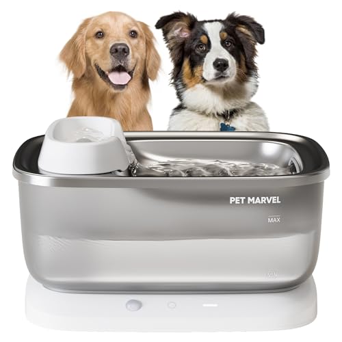 PET MARVEL Kabelloser Sensing-Hunde-Wasserbrunnen für große Hunde, 7 l, großer automatischer Haustier-Wasserspender für mehrere Katzen, mit Edelstahl-Trinknapf, kabellose Pumpe von PET MARVEL