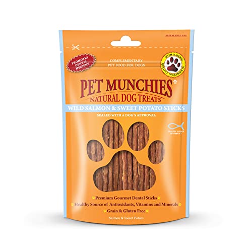 PET MUNCH - Pet Munchies Wild Salmon & Sweet Potato Dental Sticks - 90g - EU/UK PET MUNCH - Pet Munchies Wild Salmon & Sweet Potato Dental Sticks - 90g - EU/UK von PET MUNCHIES