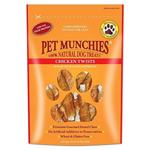 Pet Munchies Chicken Twists Hundeleckerli, Premium getreidefreie Zahnstäbchen mit natürlichem Echtfleisch, fettarm und proteinreich, 80 g (8 Stück) von PET MUNCHIES