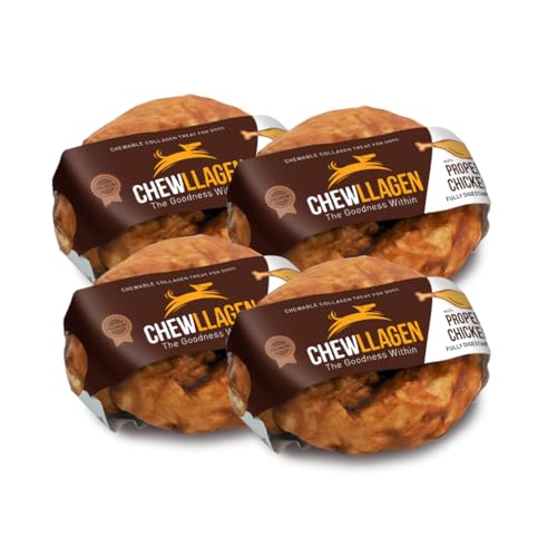 CHEWLLAGEN - Collagen-Hundekauartikel - Huhn Kleiner Donut (4er Pack) - Gelenkunterstützung & Muskelregeneration - 100% natürliches Collagen von PET'S UP