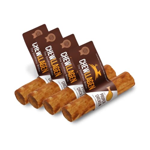 CHEWLLAGEN - Kollagen Hund kauen behandelt - Huhn Roll 5" (Packung mit 4) - Gelenk-Unterstützung & Muskel-Recovery - 100% natürliche Kollagen von PET'S UP
