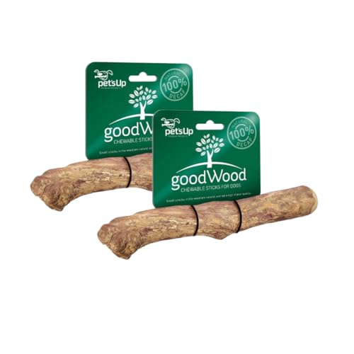 GOODWOOD - Kauknochen L (2er Set) - Kaffeeholz - für große Hunde - natürliche Zahnpflege, verhindert Zahnstein & Zahnfleischerkrankungen - 100% natürlich & koffeinfrei - vegan - handgefertigt von PET'S UP