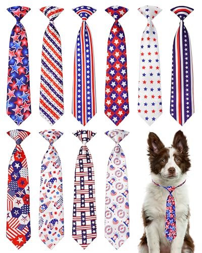 PET SHOW 10 Stück große Hunde-Krawatten für große Hunderassen, Größe XL, verstellbar, für Urlaubspflege, patriotische Krawatten, Fliegen, Mädchen, Jungen, Haustiere, Gedenktag, Urlaub, Party, Kostüme von PET SHOW