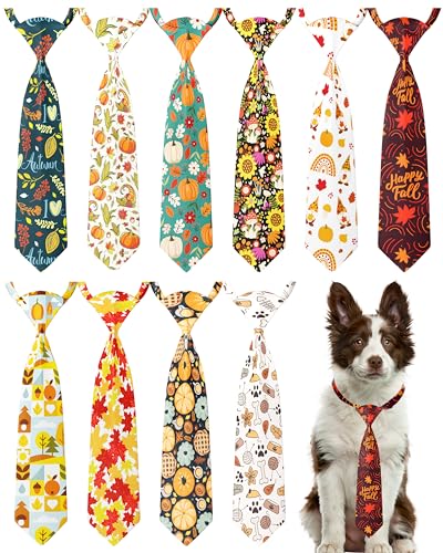 PET SHOW 10 Stück große Hunde-Krawatten für große Rassen, XL, Kürbis, Ahornblatt, verstellbare Halsbänder, für Mädchen und Jungen, Haustiere, Herbstkostüme, Hunde, Urlaub, Fellpflege-Zubehör, Hochzeit von PET SHOW