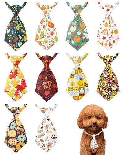 PET SHOW 10 Stück herbstliche kleine Hunde-Krawatten für Hunde, Katzen, Kürbis-Ahornblatt, verstellbare Halsbänder, für Mädchen, Jungen, Haustiere, Herbstkostüme, Welpen, Urlaub, Pflegezubehör von PET SHOW