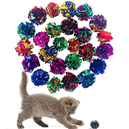 PET SHOW 20 Stück Katzen-Knisterspielzeug-Ball, 6,3 cm, Mylar-Katzen-Pounce-Chase-Spielzeug, buntes Papierball, Chase-Training, Aktivität für Katzen und Kätzchen von PET SHOW