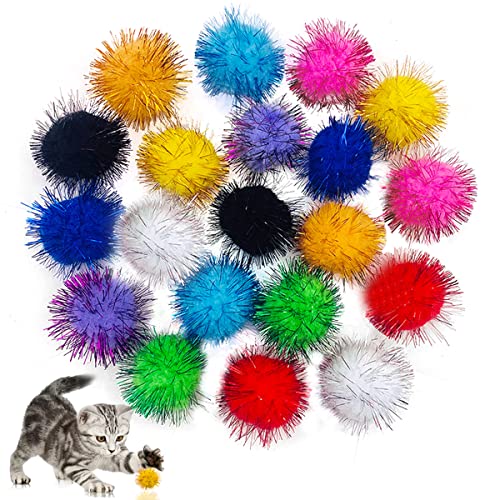 PET SHOW 20 Stück glitzernde Katzenbälle für Indoor-Katzen, 4,5 cm, verschiedene Farben, glitzernd, Kätzchenspielzeug, Bälle für Katzen von PET SHOW