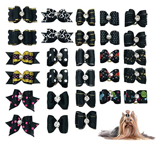PET SHOW 20 Stück kleine Hunde-Haarschleifen mit Gummibändern, Welpen, Hunde, Katzen, Topknot, Schleife, passendes Haarpflege-Zubehör für Jungen, Mädchen, Zwergspitz, Yorkie, Pudel, Shih, Tzu Groomer von PET SHOW
