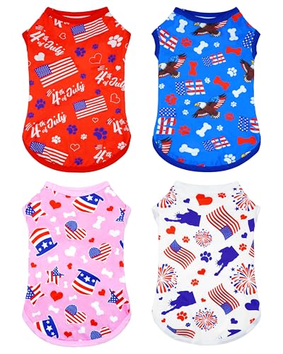 PET SHOW 4 Stück 4. Juli kleine Hunde-Shirts, gestreift, Sterne, Weste, amerikanische Flagge, T-Shirts für Unabhängigkeitstag, Urlaub, Party, Haustiere, Welpen, Katzen, Tank-Top, Jungen, Mädchen PET SHOW 4 Stück 4. Juli kleine Hunde-Shirts, gestreift, Sterne, Weste, amerikanische Flagge, T-Shirts für Unabhängigkeitstag, Urlaub, Party, Haustiere, Welpen, Katzen, Tank-Top, Jungen, Mädchen von PET SHOW