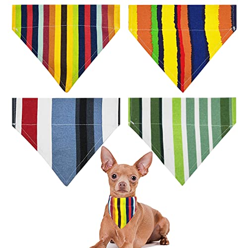 PET SHOW 4 x gestreifte Hundehalstücher für Halsbänder, zum Überziehen, Katzenhalsband, Welpen, waschbar, Segeltuch, dreieckig, Schals für kleine, mittelgroße und große Hunde, Welpen, Katzen von PET SHOW