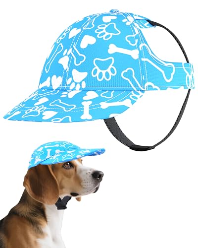 PET SHOW Baseballkappe für Hunde, Pfotenabdruck, Hundevisiere für mittelgroße und große Hunde, Haustier-Sonnenhüte mit Ohrlöchern, verstellbare Schnalle, Sommer, Jungen, Welpen, Hut, Blau/M von PET SHOW