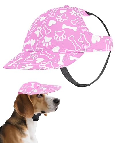 PET SHOW Baseballkappe für Hunde, Pfotenabdruck, Hundevisiere für mittelgroße und große Hunde, Haustier-Sonnenhüte mit Ohrlöchern, verstellbare Schnalle, Sommer, Mädchen, Welpenhut, Rosa/M von PET SHOW