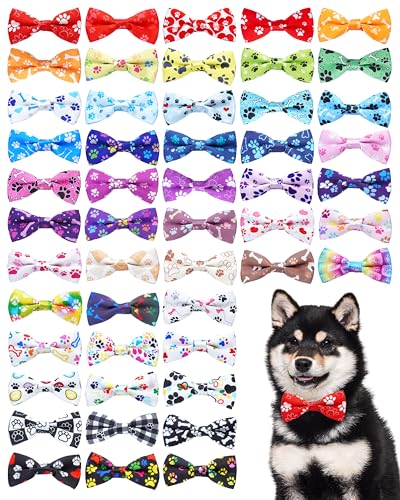 PET SHOW Fliegen für kleine Hunde, Halsband, Pfotenabdruck, Welpen, verstellbare Fliegen, Krawatten für mittelgroße Hunde, Katzen, Schleifen, Großpackung, Haustierpflege-Zubehör (klein) von PET SHOW