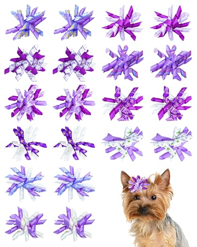 PET SHOW Haarschleifen für Hunde, gelockt, mit Gummibändern, für kleine und mittelgroße Hunde, Mädchen, Jungen, spiralförmig, Welpen, Wirbel, Katze, Urlaub, Haarschmuck, Haustiergeschenk, Violett, 20 von PET SHOW