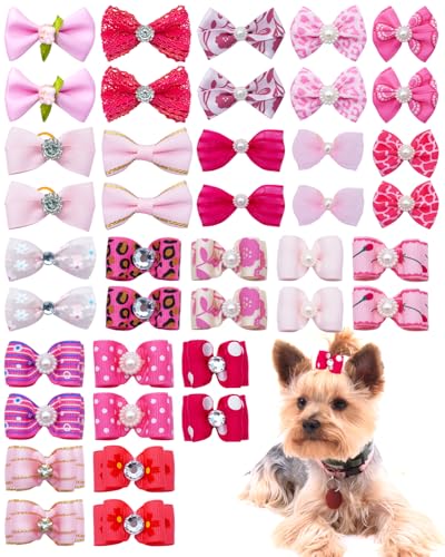 PET SHOW Haarschleifen für kleine Hunde, mit Gummibändern, für mittelgroße Hunde, Mädchen, weibliche Urlaub, Welpen, Katzen, Kätzchen, Kaninchen, Topknoten, Fellpflege, Kostüme, Haar-Accessoires, 20 von PET SHOW