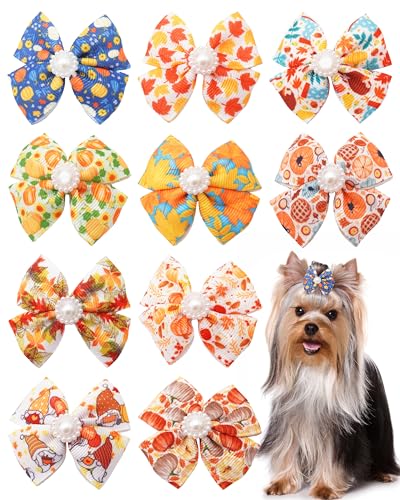 PET SHOW Haarschleifen für kleine Hunde, mit französischen Clips, Strass, Yorkie-Haarspange, Schleife, für mittelgroße Hunde, Welpen, Haustiere, Herbst, Haarknoten, Katzenpflege, Haar-Accessoires, 10 von PET SHOW
